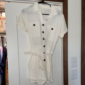 White Button-Up Romper